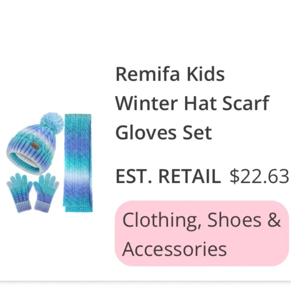 Remifa Kids Winter Hat Scarf Gloves Set Blue Teal Ombre Beanie WJEX001 M 3-8Y